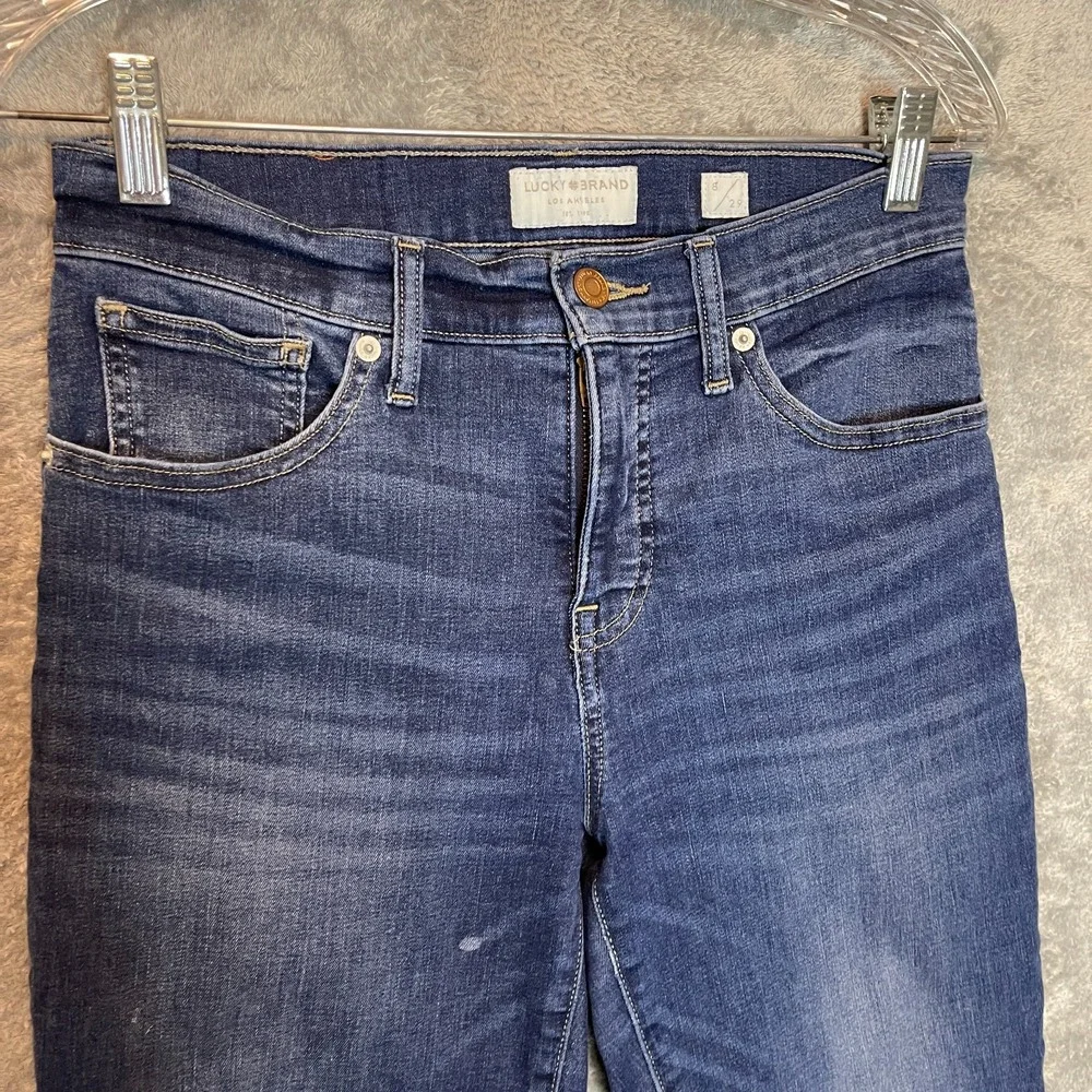 Lucky Brand Women Size 8 Mid Rise Ava Crop Dark Wash Stretch Denim Jeans